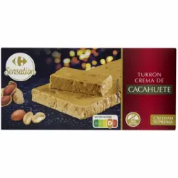 Turrón crema de cacahuete Extra Carrefour sin gluten 200 g.