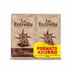 Café tostado molido mezcla intenso La Estrella pack de 2 unidades de 250 g.