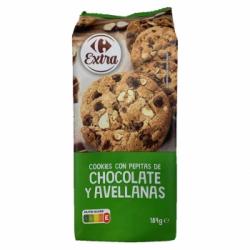 Galletas con pepitas de chocolate y avellanas Cookies Extra Carrefour 184 g.