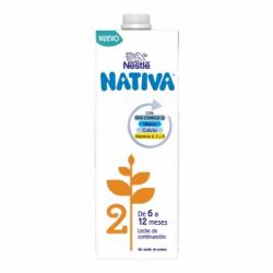 Leche infantil de continuación desde 6 meses líquida Nestlé Nativa 2 sin aceite de palma brik 1 l.
