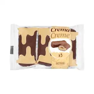 Caña de hojaldre rellena de crema sabor vainilla Hacendado con cobertura de cacao Paquete 0.255 kg