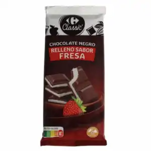 Chocolate relleno de crema de fresa Carrefour Classic sin gluten 100 g.