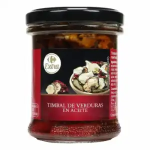 Timbal de verduras en aceite Extra Carrefour 90 g.