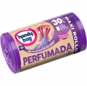 Bolsas de Basura Perfumada 80% Plástico Reciclado HANDY BAG Maxi Rollo 30l 25 ud.