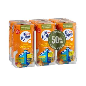 Fruta + leche tropical Bifrutas 6 mini bricks X 200 ml