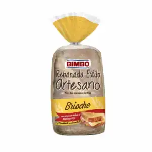 Pan de molde rebanada estilo artesano brioche sabor a mantequilla Bimbo 550 g.