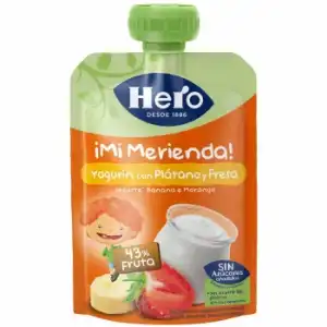 Bolsita yogurín con plátano y fresa Hero Mi Merienda sin gluten 100 g.