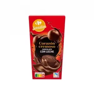 Bombones de chocolate con leche corazón cremoso Carrefour Sensation 180 g.
