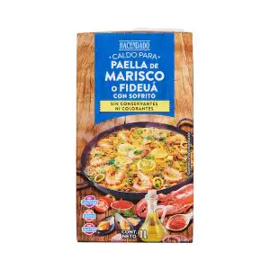 Caldo para paella de marisco o fideuá Hacendado con sofrito Brick 1 L