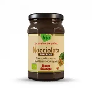 Crema de cacao y avellanas ecológica Rigoni sin aceite de palma 270 g.