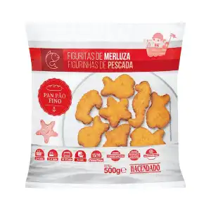 Figuritas de merluza empanadas Hacendado ultracongeladas Paquete 0.5 kg