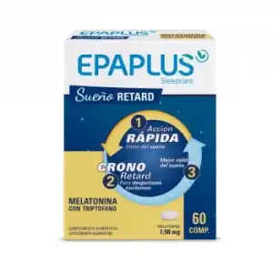 Melatonina con triptófano en comprimidos Sueño retard Epaplus sin gluten y sin lactosa 60 ud.