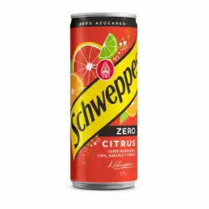 Schweppes Citrus Zero de mandarina, lima, naranja y pomelo lata 33 cl.