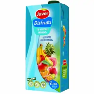 Zumo de 10 frutas y vitaminas sin azúcar añadido Juver- Disfruta brik 2 l.