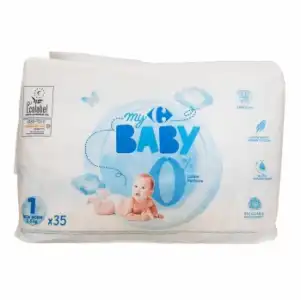 Pañales Carrefour Baby 0% Talla 1 (2-5 kg) 35 ud.