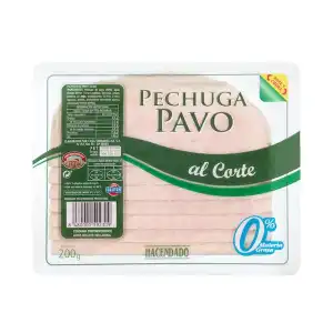 Pechuga de pavo 0% materia grasa Hacendado al corte Paquete 0.2 kg