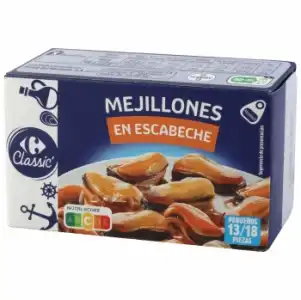 Mejillón en escabeche 13/18 Classic Carrefour 69 g.