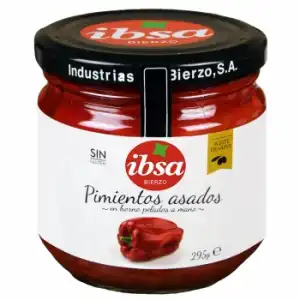 Pimientos asados con aceite de oliva Ibsa sin gluten 295 g.