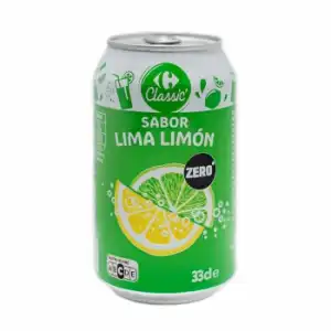 Refresco sabor lima- limón Zero Carrefour Classic' lata 33 cl.