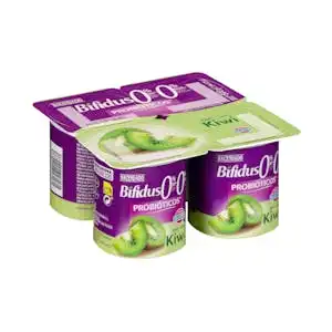 Bífidus desnatado probiótico con kiwi Hacendado 0% m.g. 0% sin azúcares añadidos 4 ud. X 0.125 kg