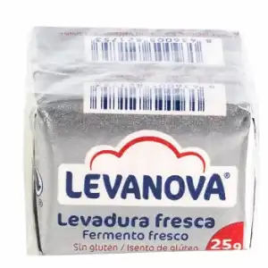 Levadura fresca Levanova sin gluten pack de 2 sobres de 25 g.