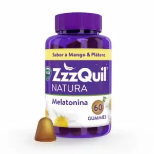 Melatonina en gominolas sabor plátano y mango ZzzQuil Natura Vicks sin gluten sin lactosa 60 ud.