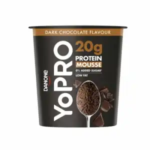 Mousse desnatado de proteína chocolate sin azúcar añadido Danone Yopro 200 g.