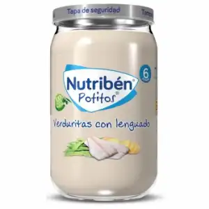 Tarrito de verduritas con lenguado desde 6 meses Nutribén Potitos sin gluten 235 g.
