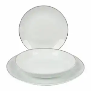 Vajilla de Porcelana Filo de Plata Ricard Camarena de 18 piezas - Blanco