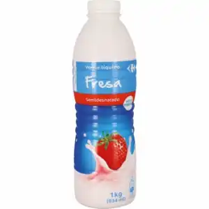 Yogur semidesnatado líquido de fresa Carrefour 1 kg.