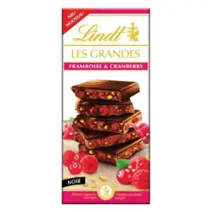 Chocolate negro con frambuesas y grosellas Lindt Les Grandes 150 g.