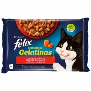 Gelatina selección de carnes para gatos Felix Sensations Purina 4 sobres