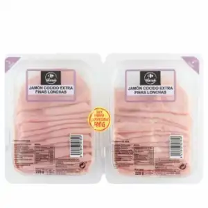 Jamón Cocido Extra en finas lonchas Carrefour El Mercado 2x225 g