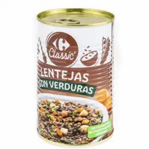 Lentejas con verduras Classic Carrefour 430 g.