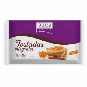 Tostadas integrales Airos sin gluten sin lactosa 225 g.