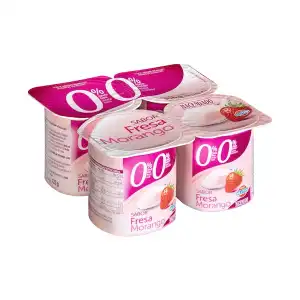 Yogur sabor fresa Hacendado 0% m.g 0% sin azúcares añadidos 4 ud. X 0.125 kg