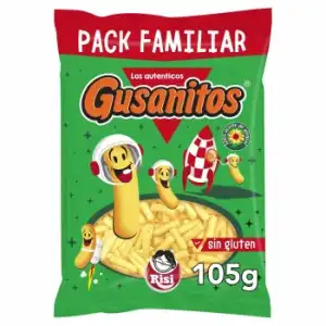 Aperitivo de maíz Gusanitos Risi sin gluten 105 g.