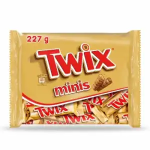 Barritas de chocolate con leche, galleta y caramelo Twix Minis 227 g.