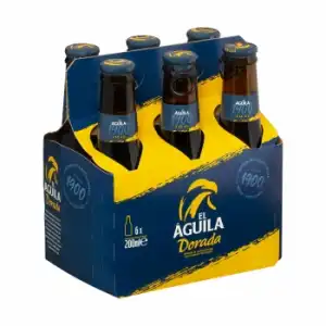 Cerveza El Aguila dorada pack de 6 botellas de 20 cl.