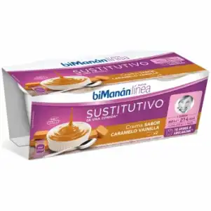 Crema sustitutiva de Vainilla y Caramelo biManán Línea pack de 2 unidades de 210 g.