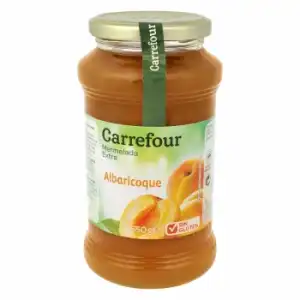 Mermelada de albaricoque categoría extra Carrefour sin gluten 650 g.