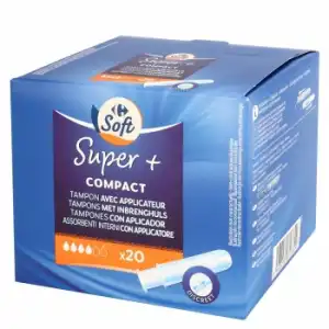 Tampones con aplicador compact super Carrefour 20 ud.