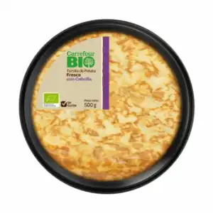 Tortilla de patatas con cebolla ecológica Carrefour Bio sin gluten 500 g.