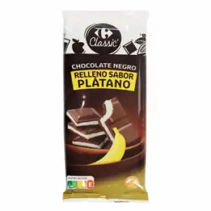 Chocolate negro relleno de plátano Carrefour sin gluten 100 g.