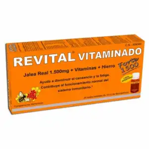 Complemento alimenticio con jalea real, vitaminas y hierro en ampollas Revital Vitaminado Forte 1500 20 ud.