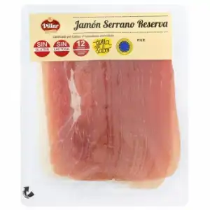 Jamón serrano reserva en lonchas Villar sin gluten y sin lactosa 180 g