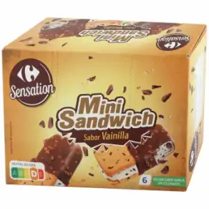 Mini sandwich sabor vainilla Sensation Carrefour 6 ud.