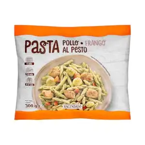 Pasta con pollo al pesto Hacendado ultracongelada