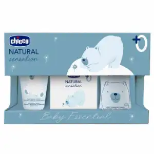 Set higiene bebé Chicco Natural Sensation: gel & champú 200 ml, crema corporal 150 ml y agua perfumada 100 ml.