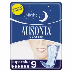 Compresas higiénicas sin alas noche Clásica Ausonia 9 ud.